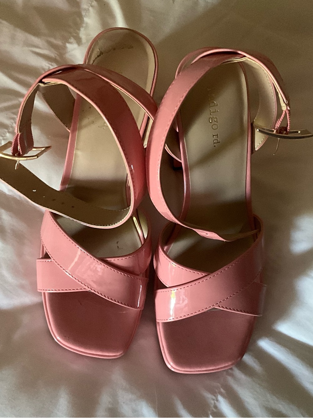 Indigo Pink Patent Crisscross Ankle-Strap Sandals